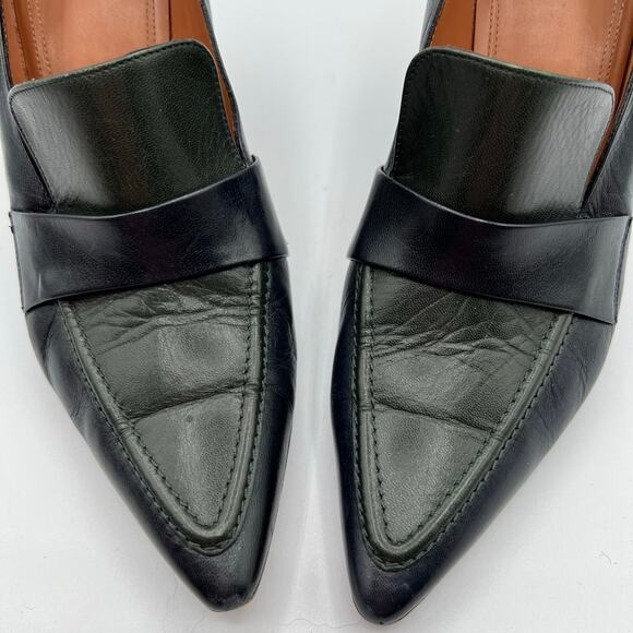 Celine Paris Womens 38.5 US 8 Leather Slip On Heels Green Blue Pointed Toe Italy - Picture 13 of 14